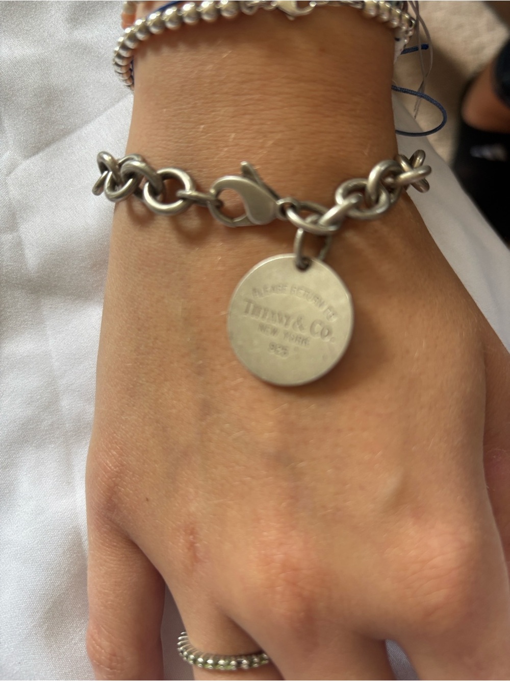 Tiffany & Co. Silver Round Tag Charm Bracelet